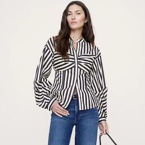 Banana Republic Cotton Poplin Balloon-Sleeve Shirt